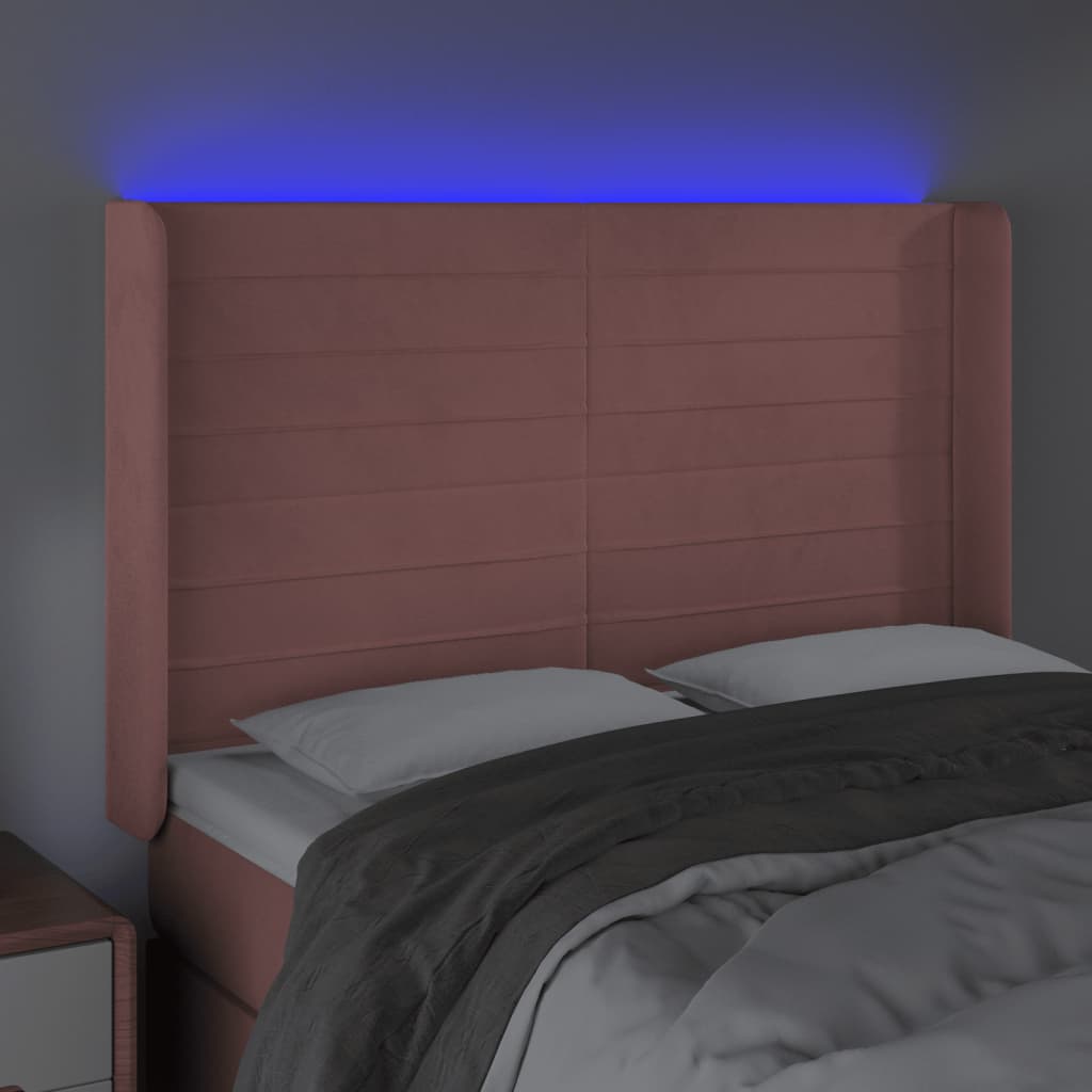 LED uzglavlje ružičasto 147x16x118/128 cm baršunasto