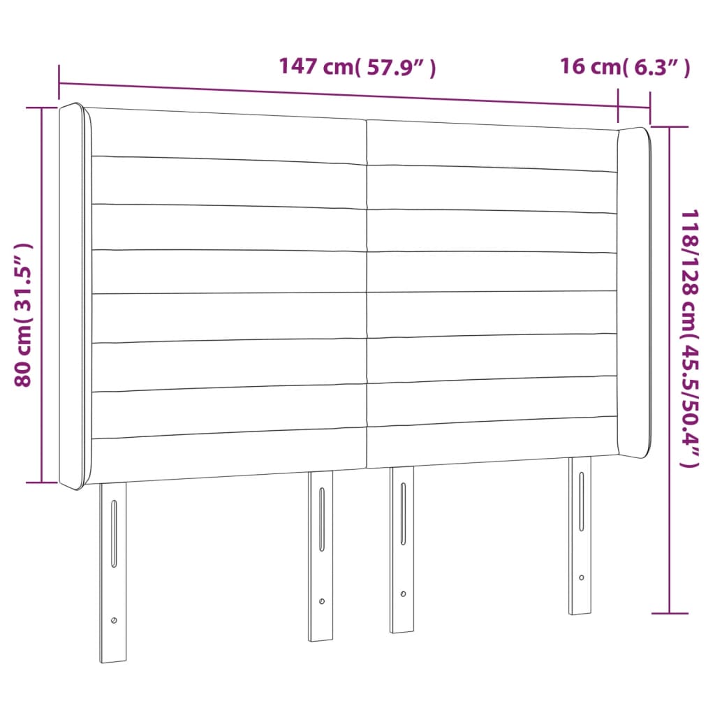 LED uzglavlje ružičasto 147x16x118/128 cm baršunasto