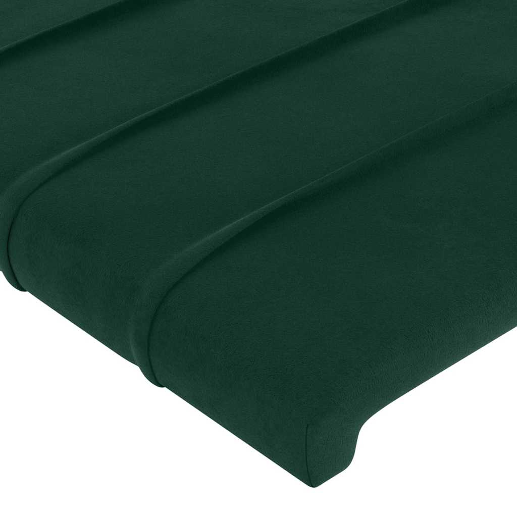 LED uzglavlje tamnozeleno 163x16x118/128 cm baršunasto