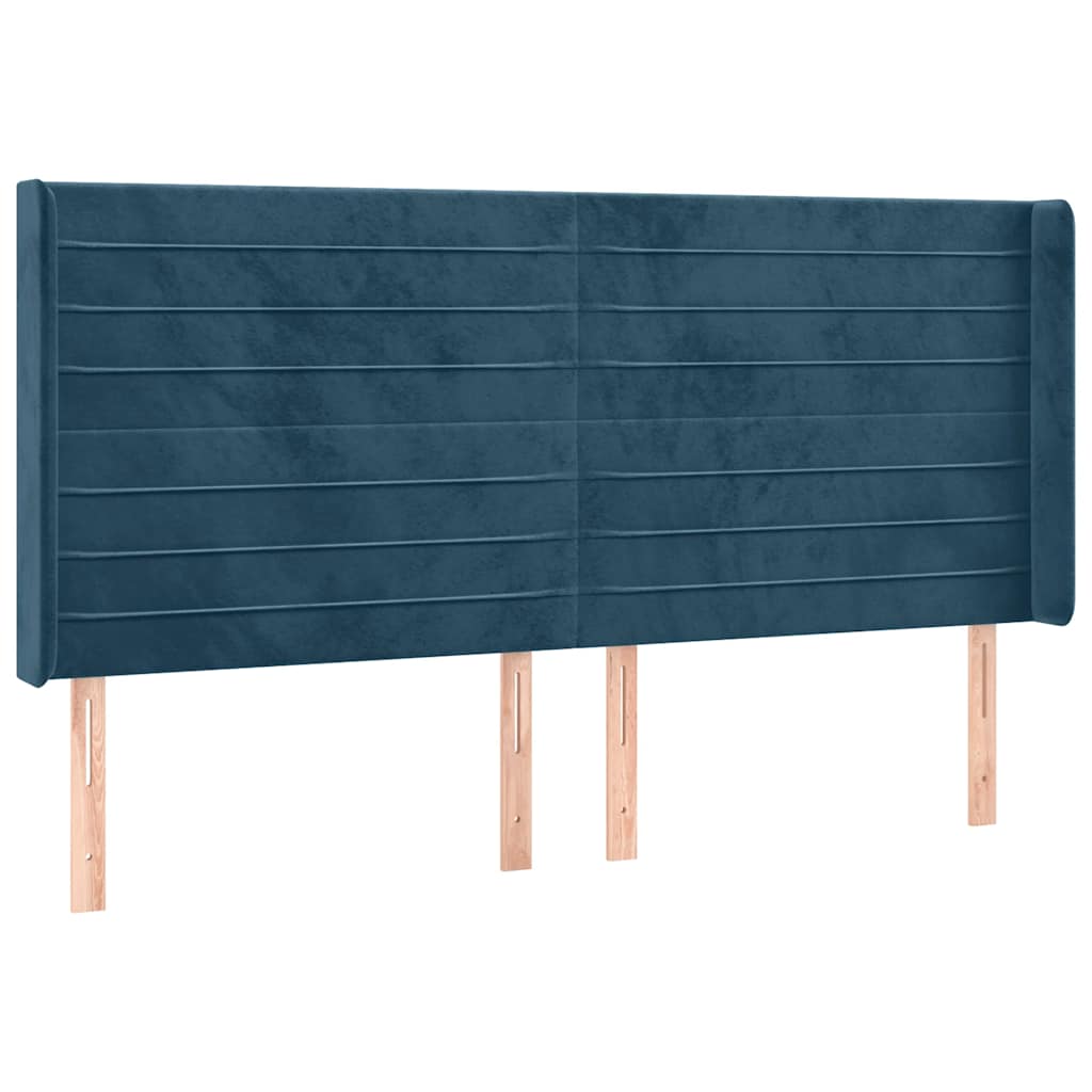LED uzglavlje tamnoplavo 163x16x118/128 cm baršunasto