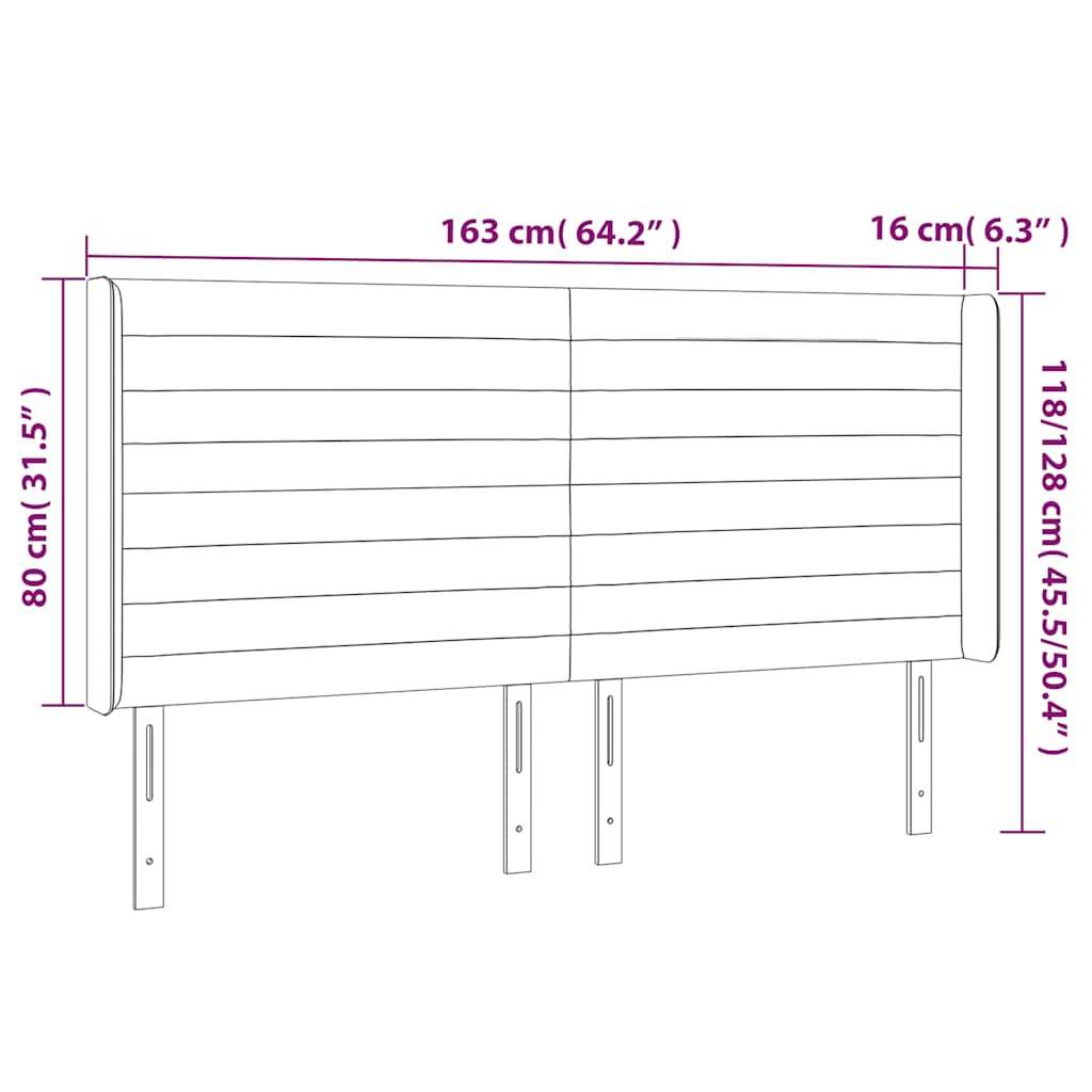 LED uzglavlje tamnoplavo 163x16x118/128 cm baršunasto