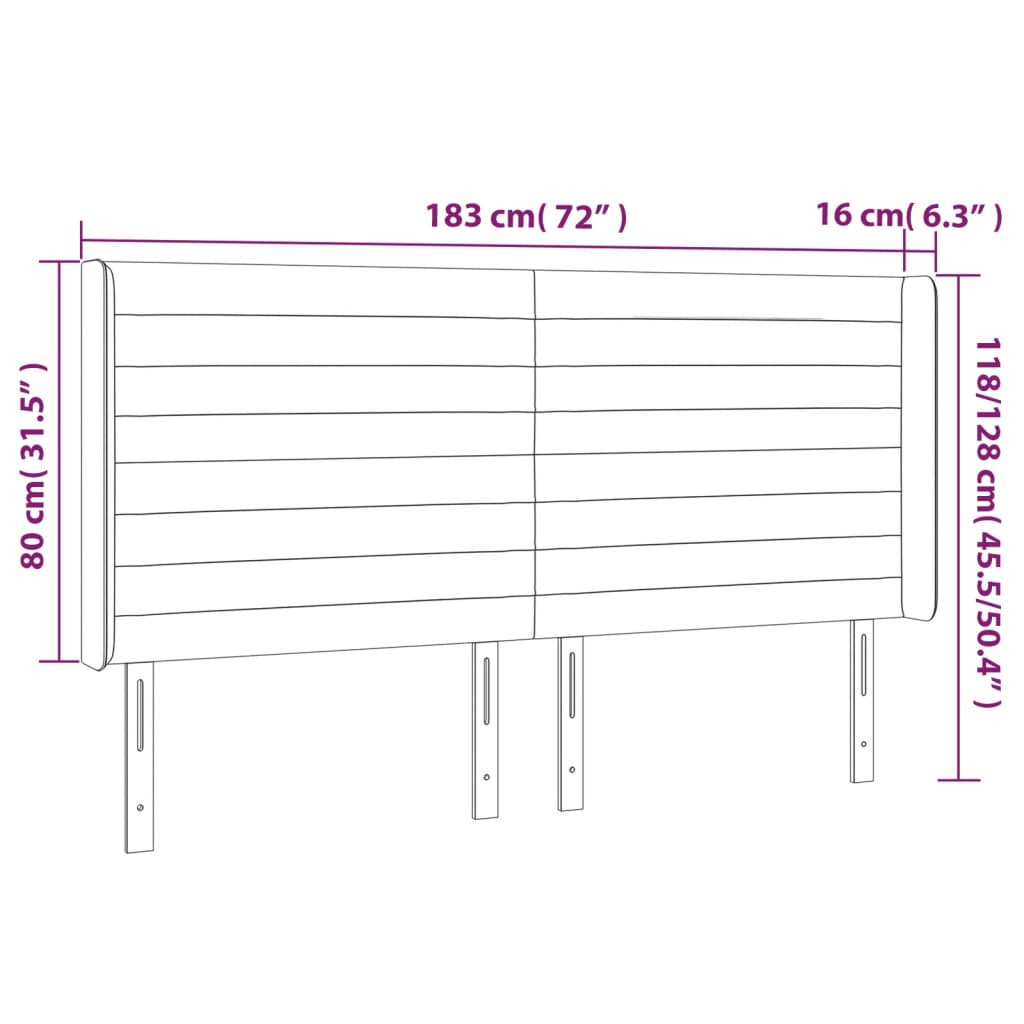 LED uzglavlje tamnosivo 183 x 16 x 118/128 cm baršunasto