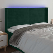 LED uzglavlje tamnozeleno 203 x 16 x 118/128 cm baršunasto