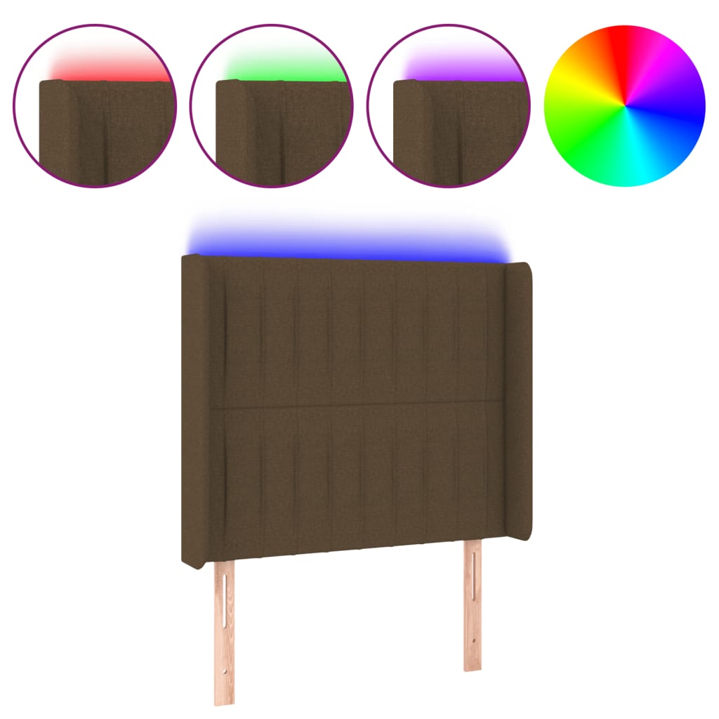 LED uzglavlje tamnosmeđe 83x16x118/128 cm od tkanine