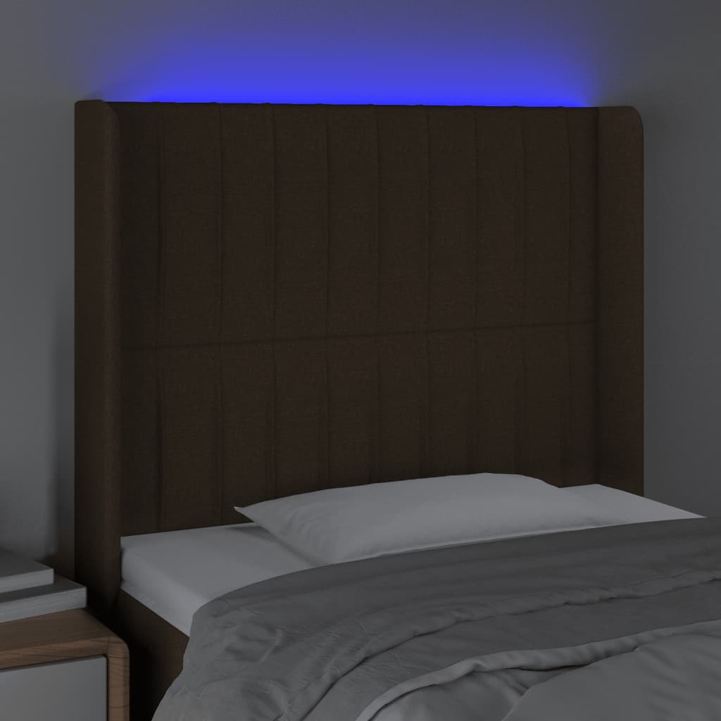 LED uzglavlje tamnosmeđe 83x16x118/128 cm od tkanine
