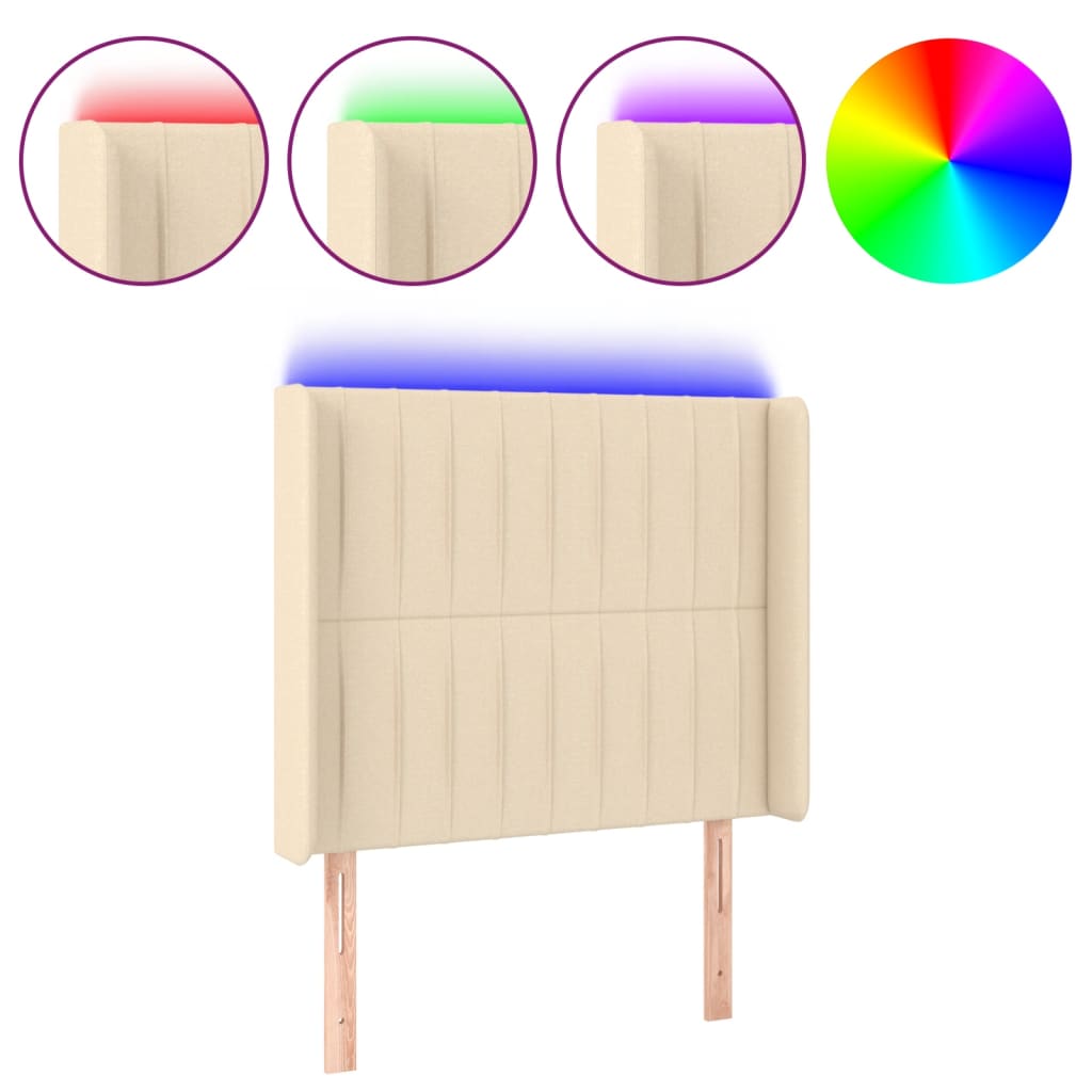 LED uzglavlje krem 83 x 16 x 118/128 cm od tkanine