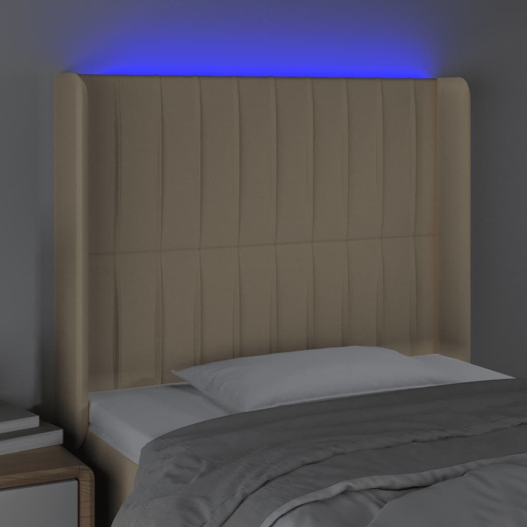 LED uzglavlje krem 83 x 16 x 118/128 cm od tkanine