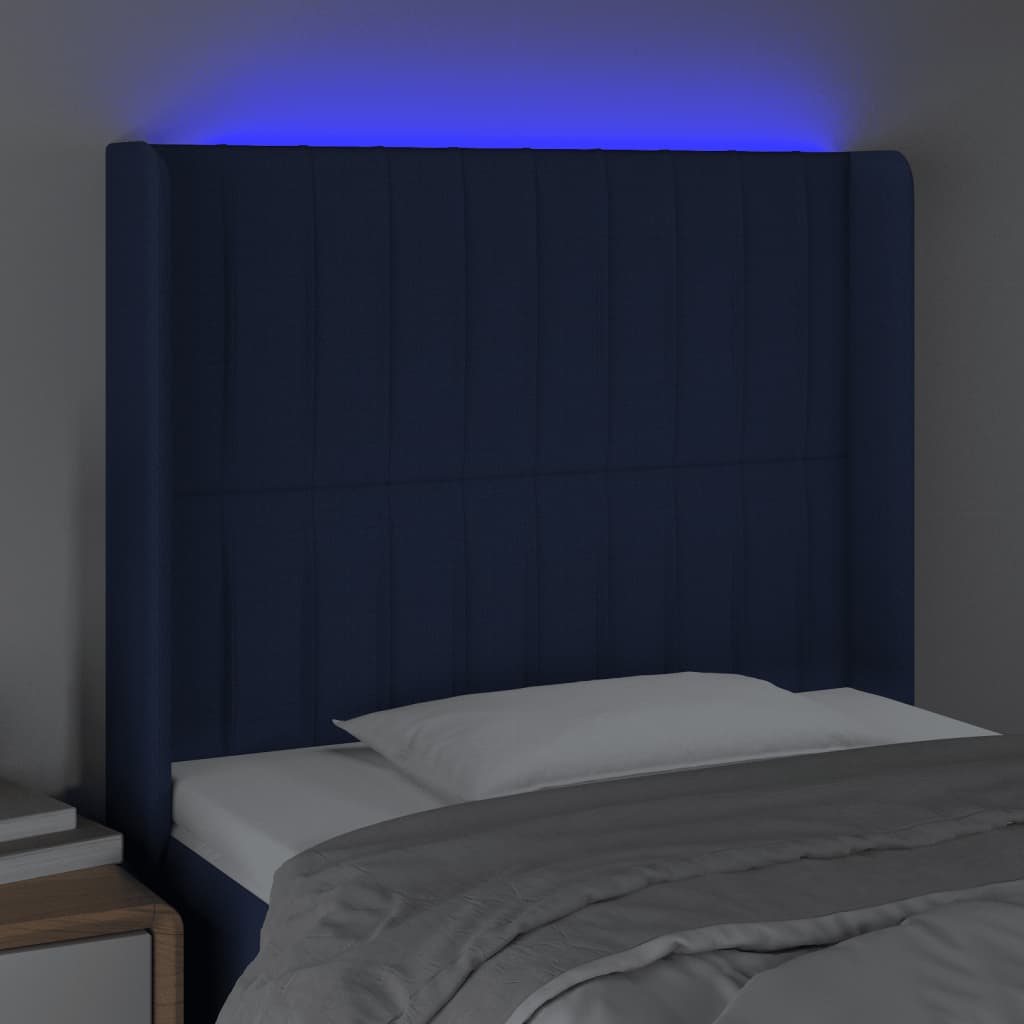 LED uzglavlje plavo 93 x 16 x 118/128 cm od tkanine