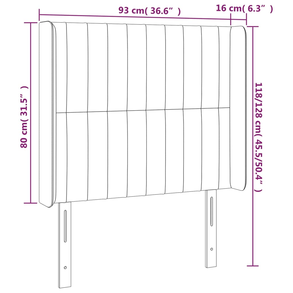 LED uzglavlje plavo 93 x 16 x 118/128 cm od tkanine