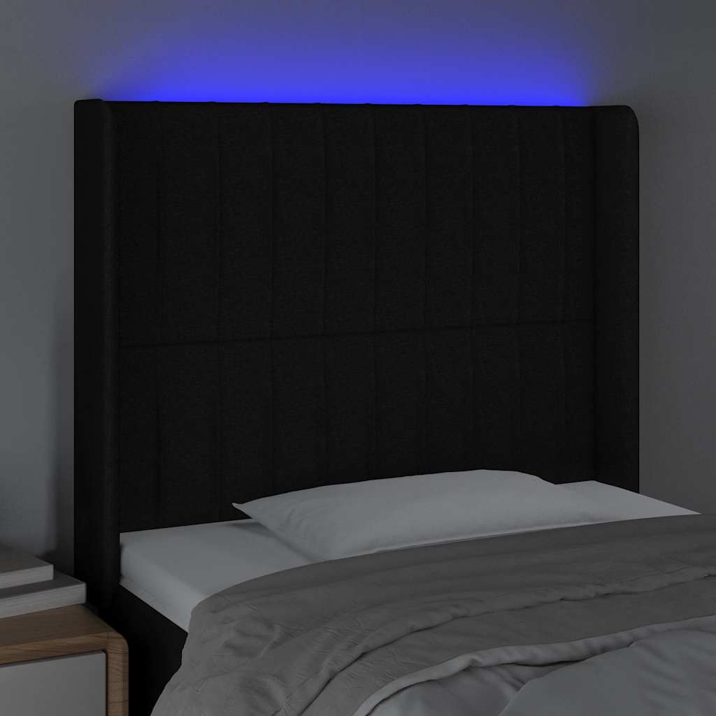 LED uzglavlje crno 103 x 16 x 118/128 cm od tkanine