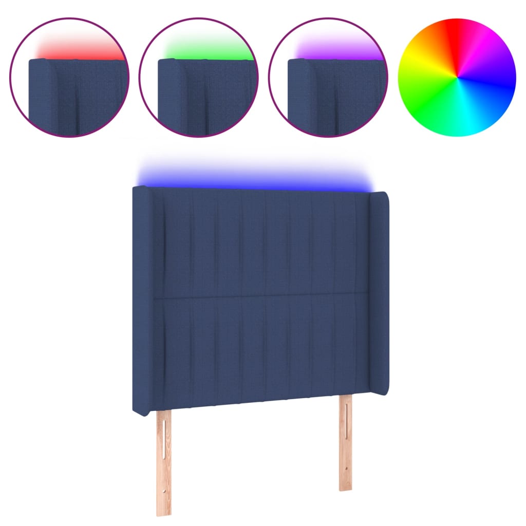 LED uzglavlje plavo 103 x 16 x 118/128 cm od tkanine