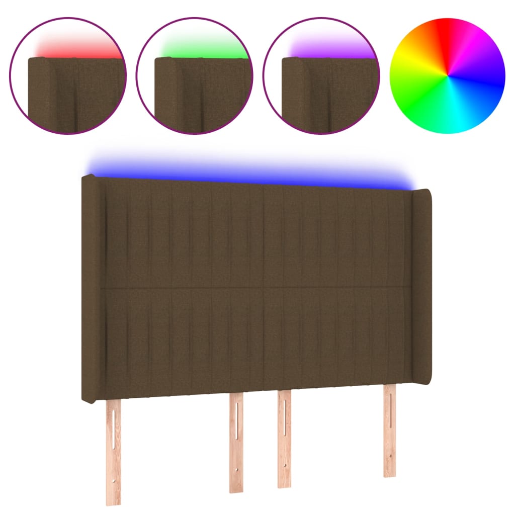 LED uzglavlje tamnosmeđe 147x16x118/128 cm od tkanine