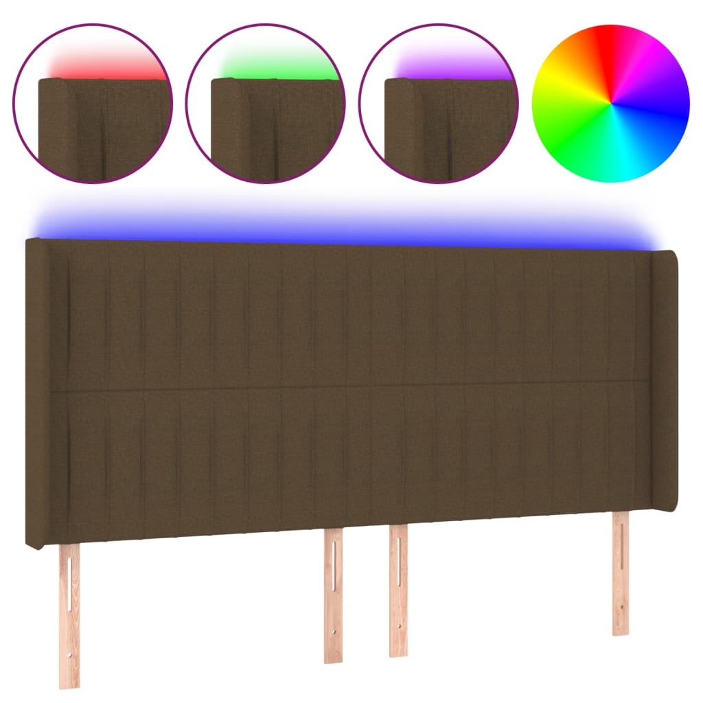 LED uzglavlje tamnosmeđe 163x16x118/128 cm od tkanine
