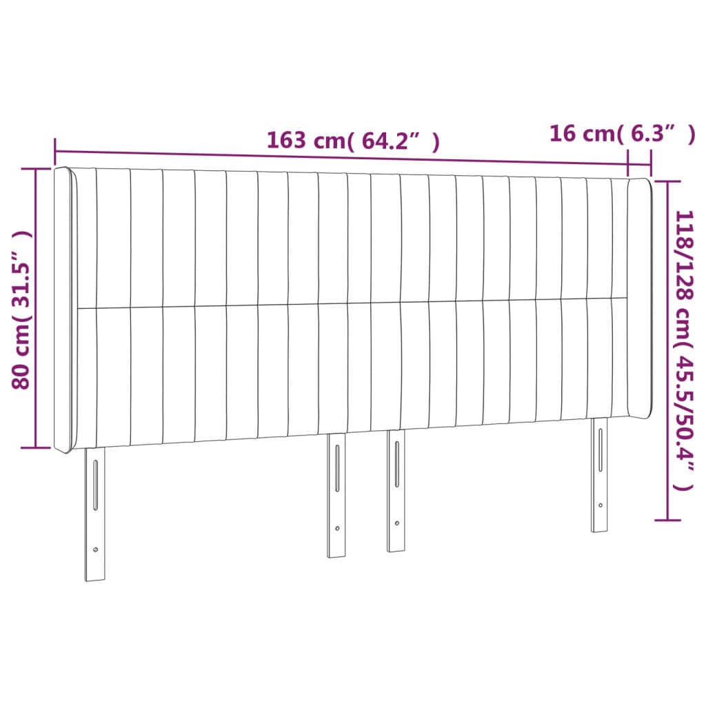 LED uzglavlje tamnosmeđe 163x16x118/128 cm od tkanine