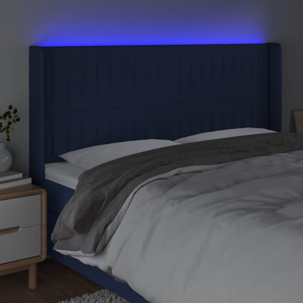 LED uzglavlje plavo 183 x 16 x 118/128 cm od tkanine