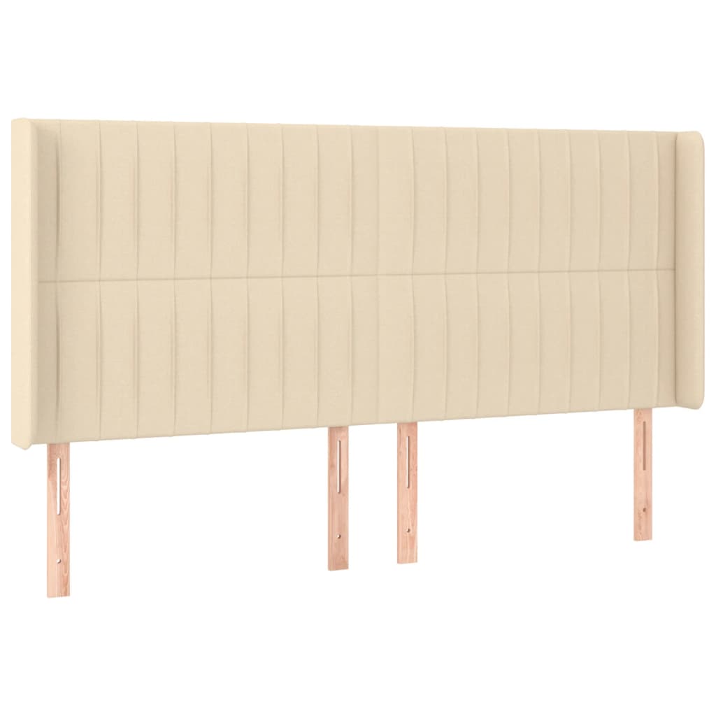 LED uzglavlje krem 203 x 16 x 118/128 cm od tkanine