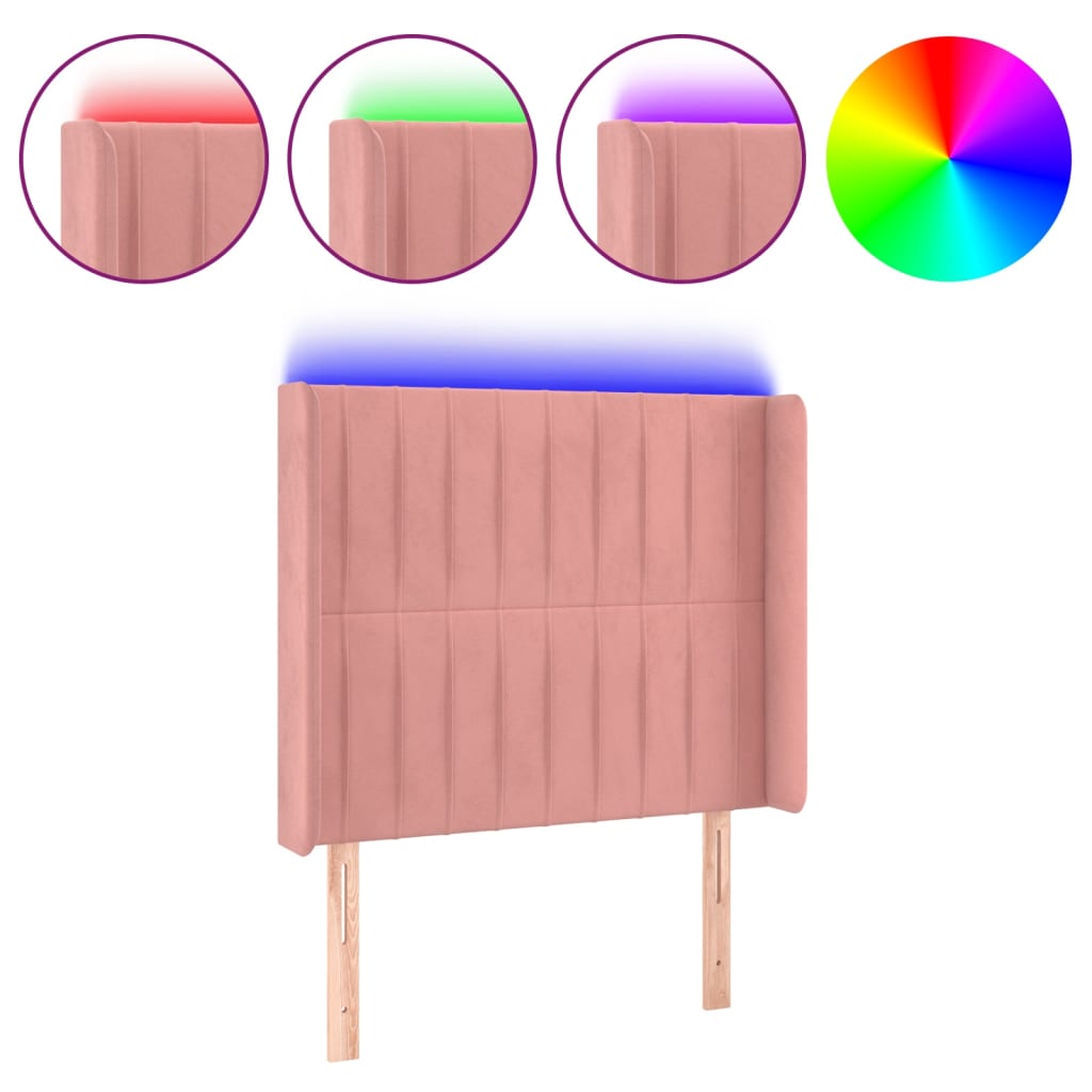 LED uzglavlje ružičasto 83x16x118/128 cm baršunasto