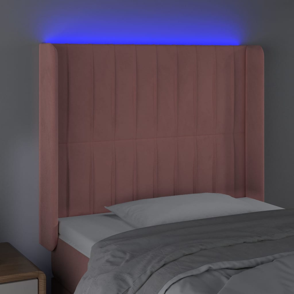 LED uzglavlje ružičasto 93x16x118/128 cm baršunasto
