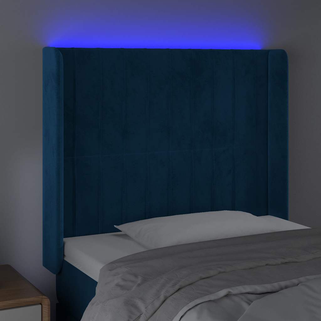 LED uzglavlje tamnoplavo 103x16x118/128 cm baršunasto