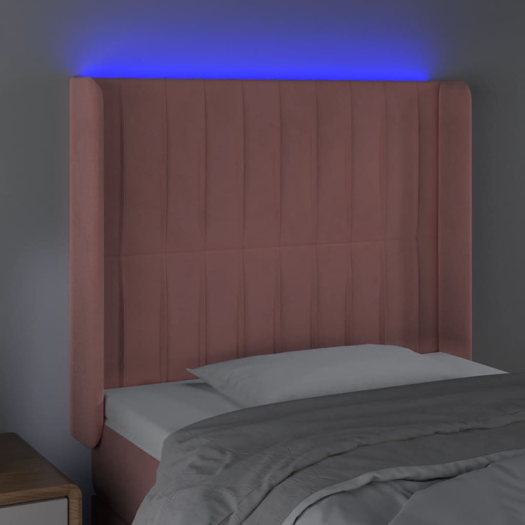 LED uzglavlje ružičasto 103x16x118/128 cm baršunasto
