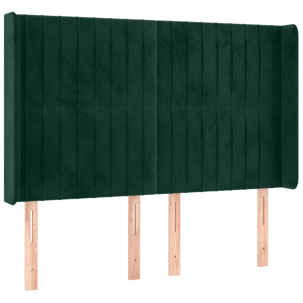 LED uzglavlje tamnozeleno 147x16x118/128 cm baršunasto