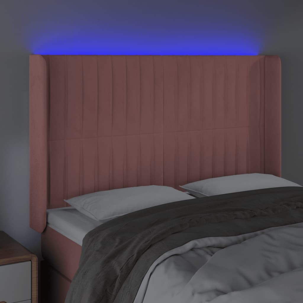 LED uzglavlje ružičasto 147x16x118/128 cm baršunasto