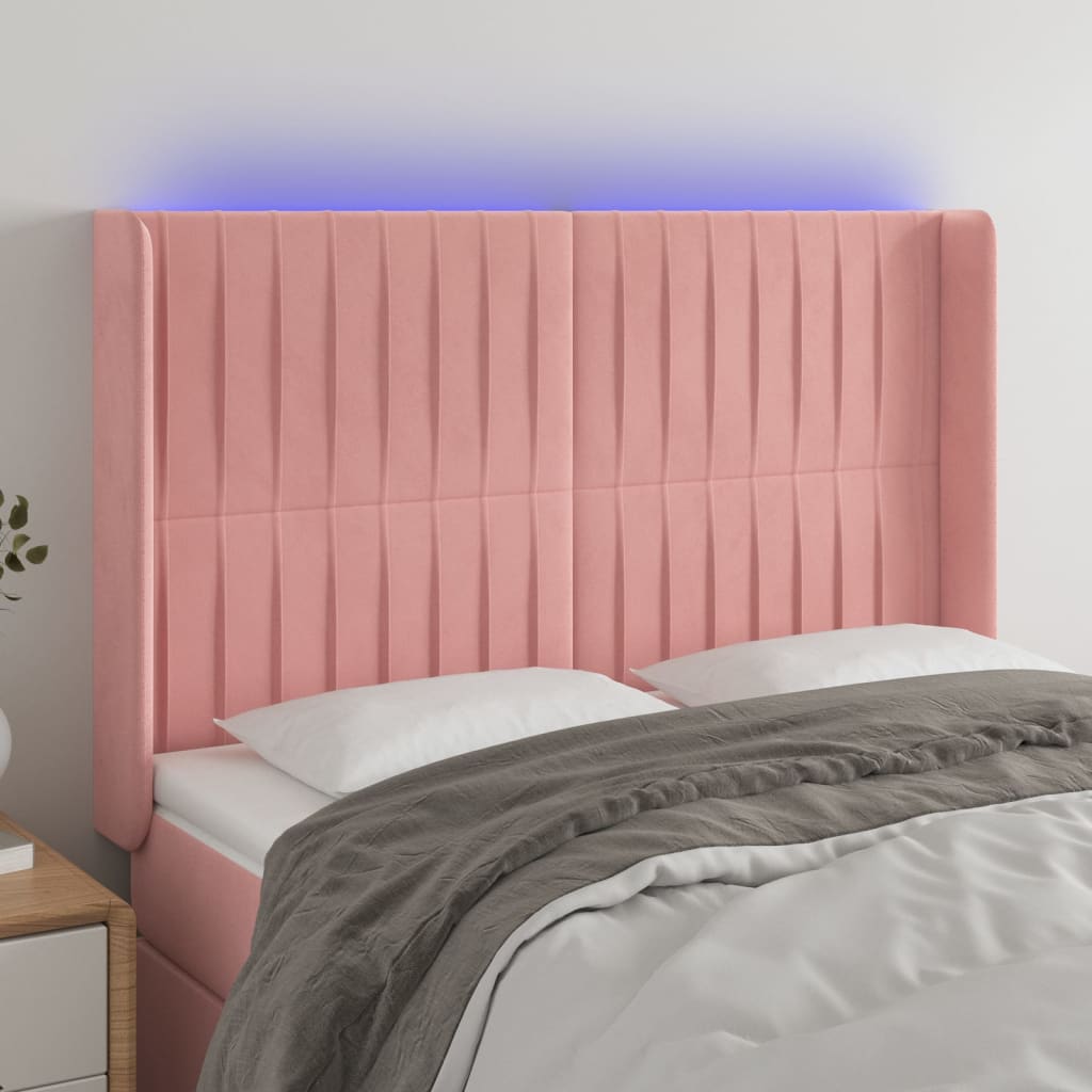 LED uzglavlje ružičasto 147x16x118/128 cm baršunasto