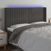 LED uzglavlje tamnosivo 183 x 16 x 118/128 cm baršunasto