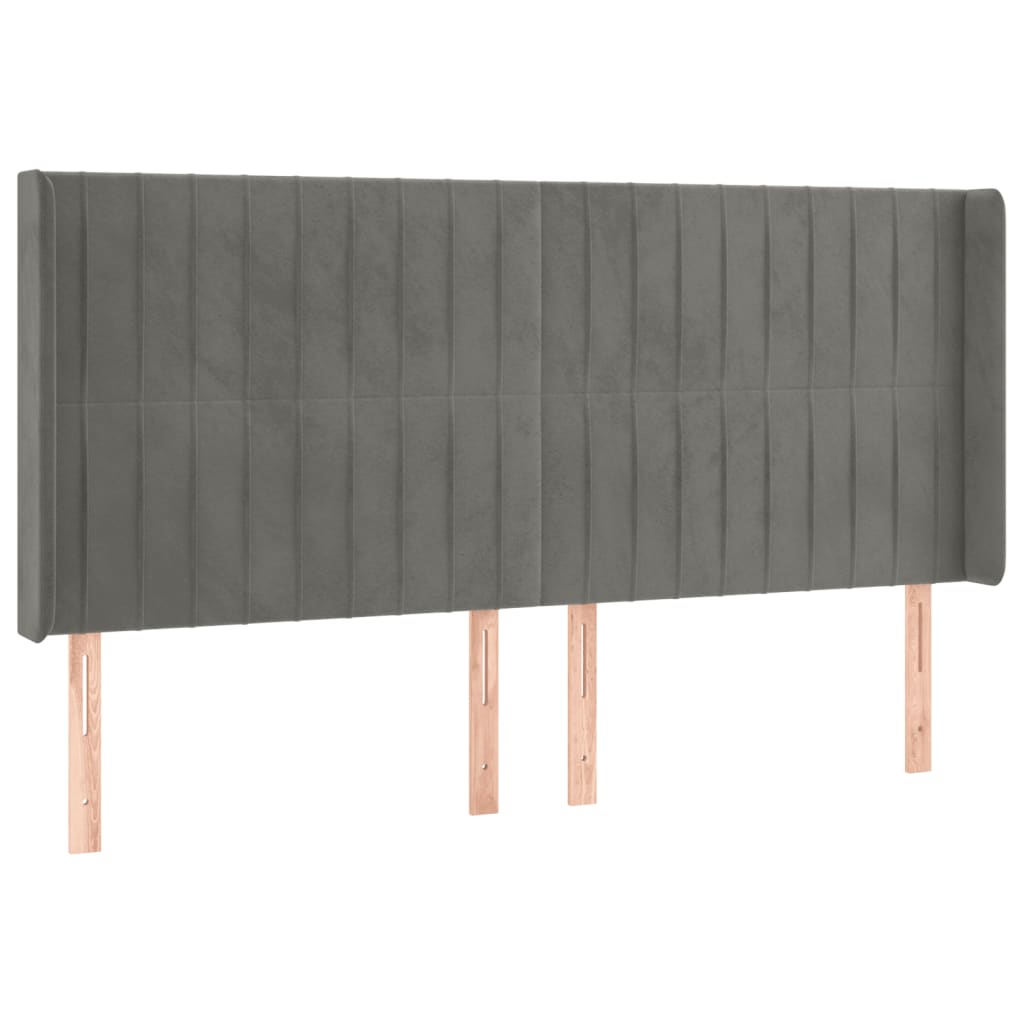 LED uzglavlje svjetlosivo 203 x 16 x 118/128 cm baršunasto