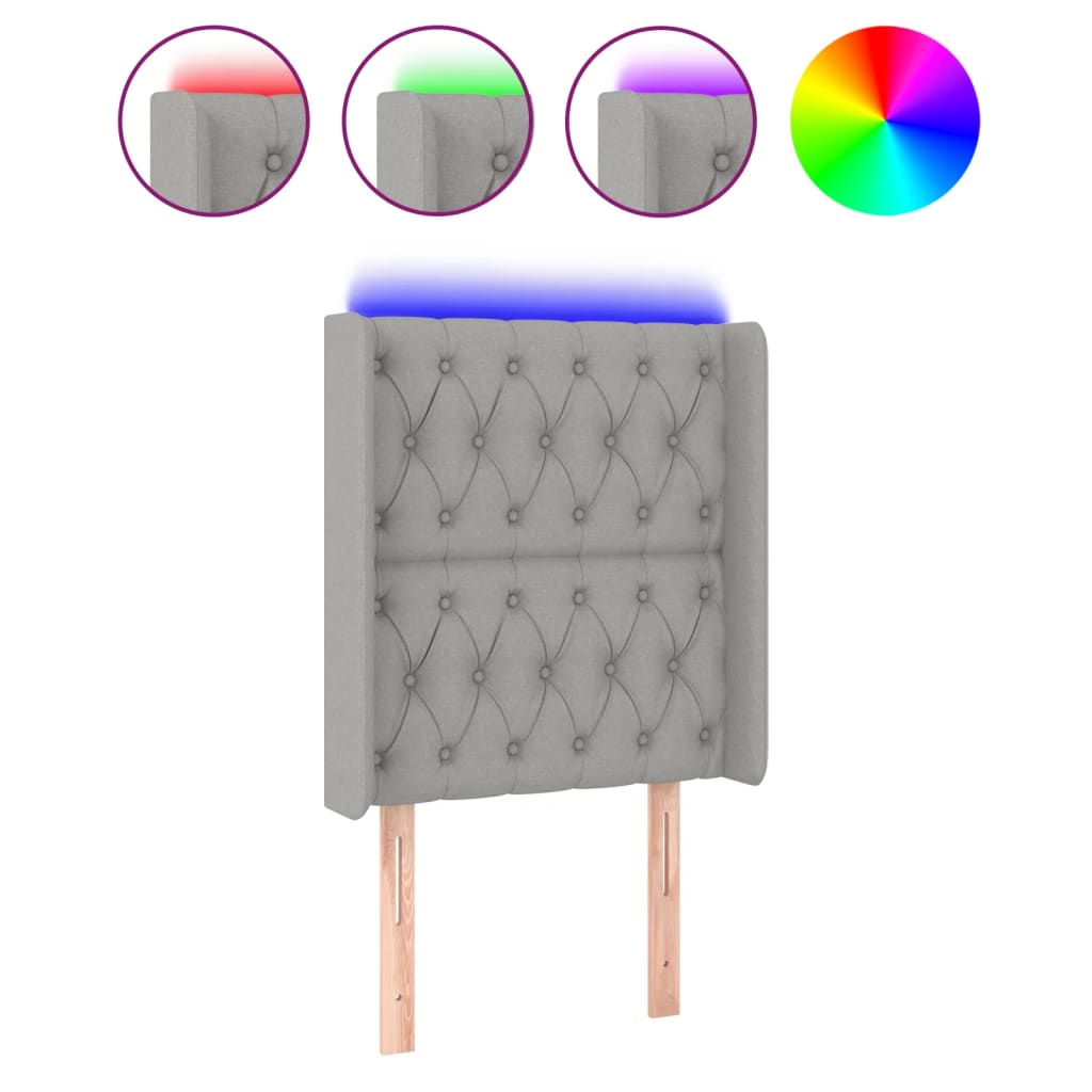 LED uzglavlje svjetlosivo 83 x 16 x 118/128 cm od tkanine