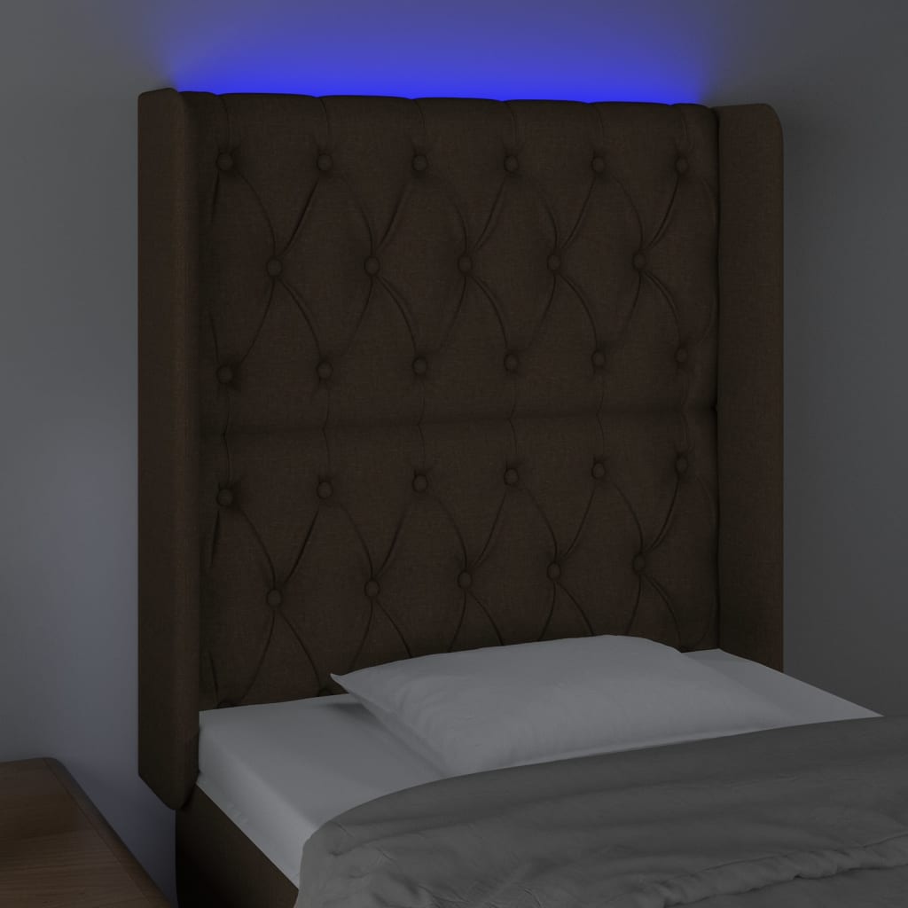 LED uzglavlje tamnosmeđe 83x16x118/128 cm od tkanine