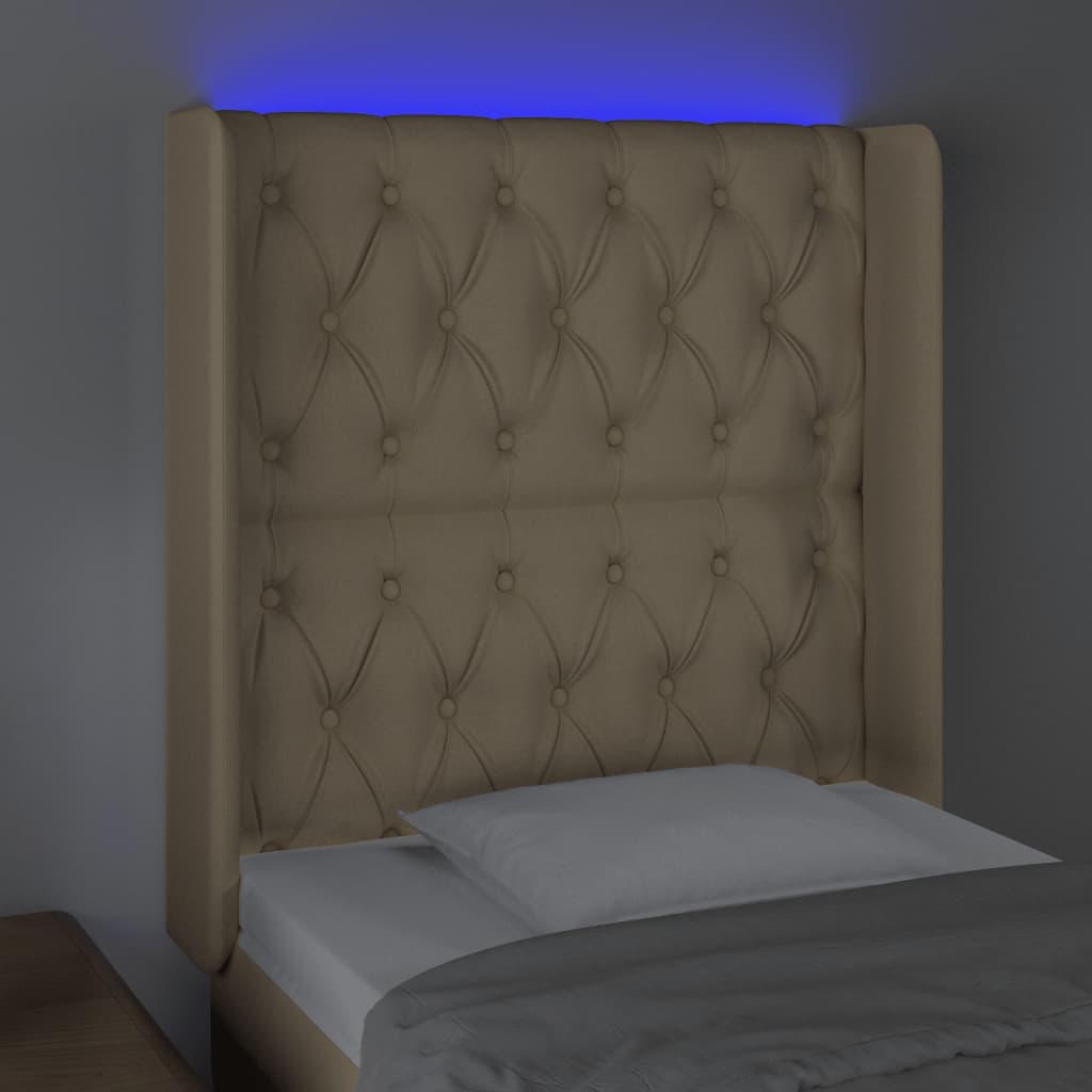 LED uzglavlje krem 83 x 16 x 118/128 cm od tkanine