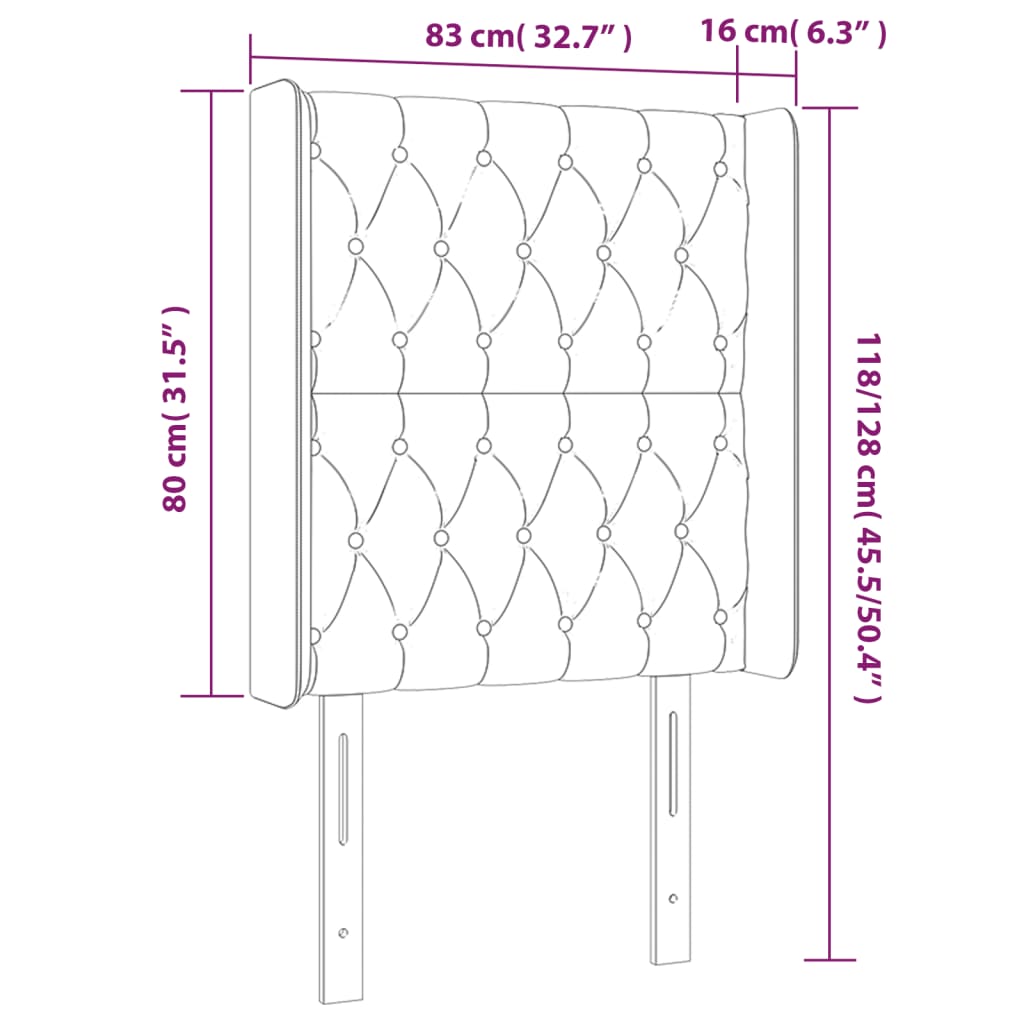 LED uzglavlje krem 83 x 16 x 118/128 cm od tkanine
