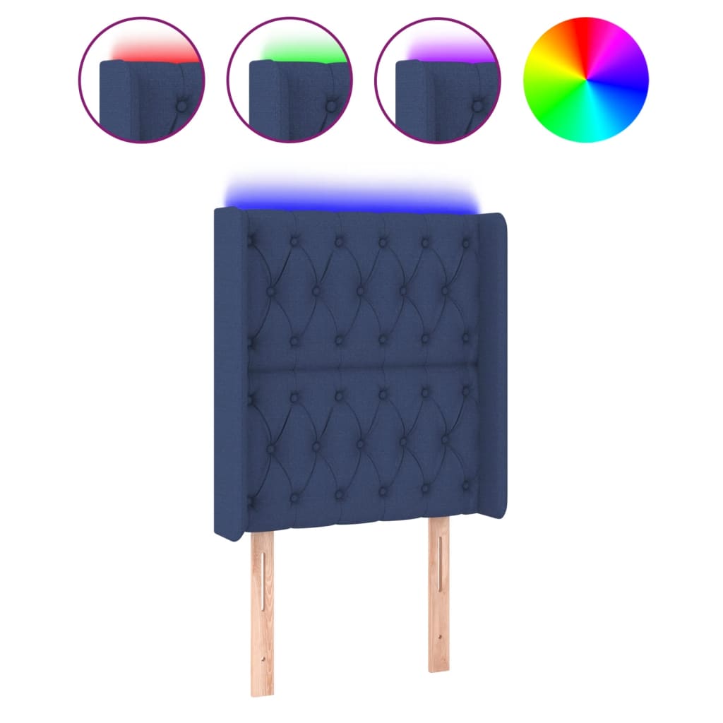 LED uzglavlje plavo 83 x 16 x 118/128 cm od tkanine