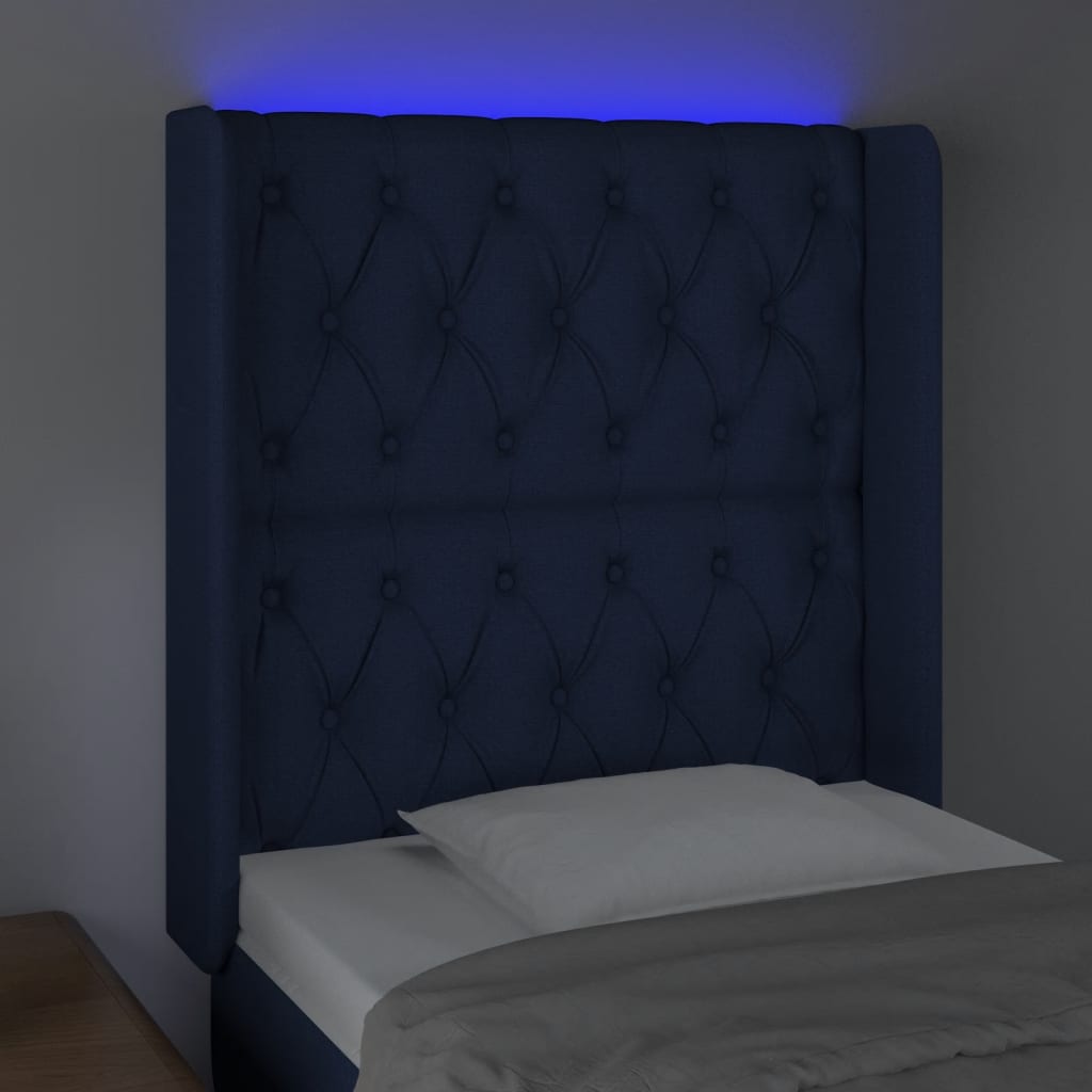 LED uzglavlje plavo 83 x 16 x 118/128 cm od tkanine