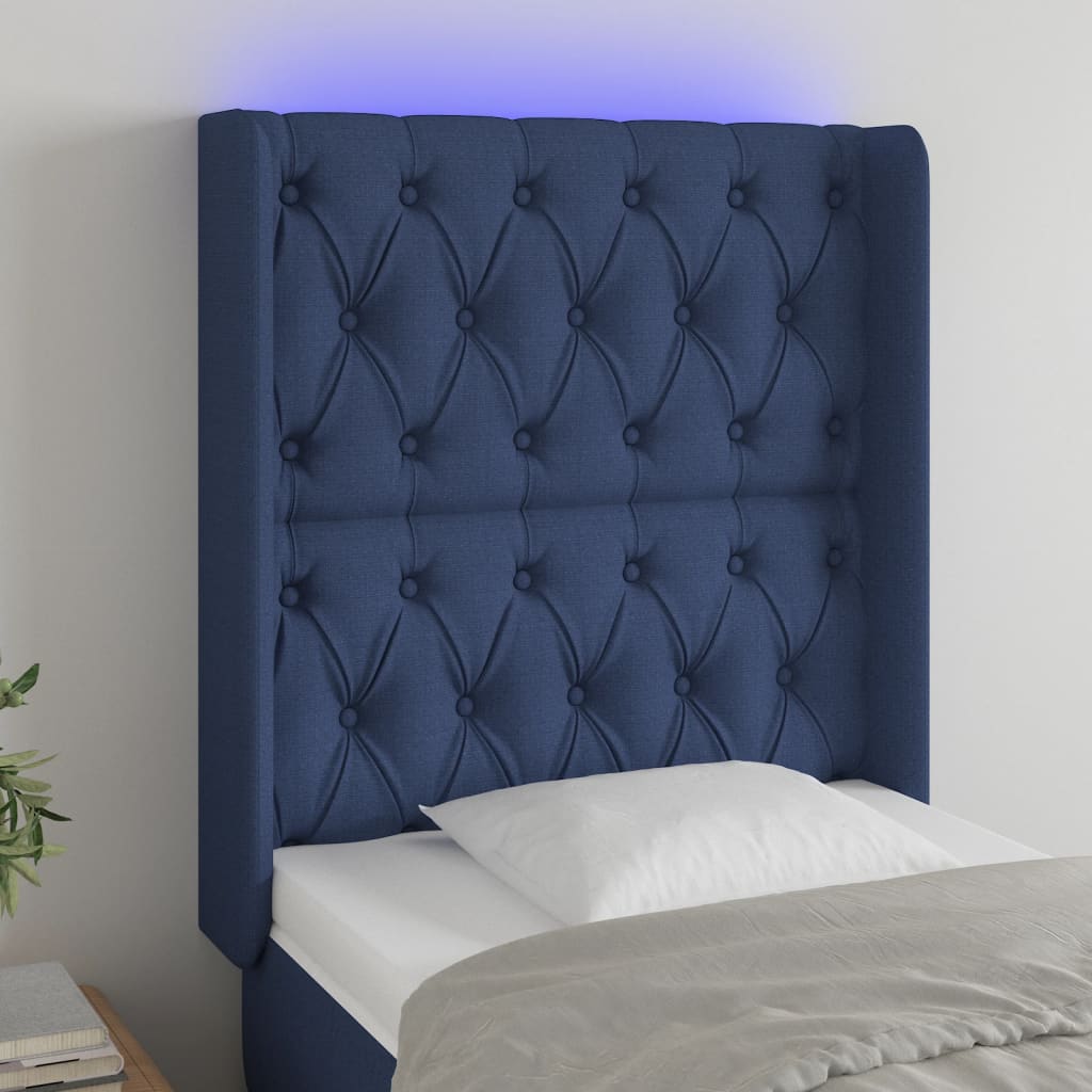 LED uzglavlje plavo 83 x 16 x 118/128 cm od tkanine