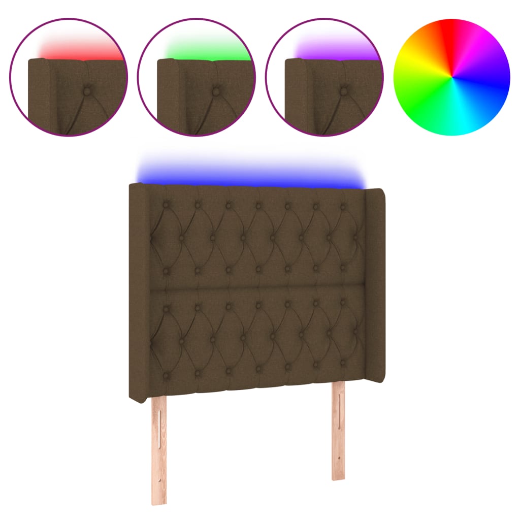 LED uzglavlje tamnosmeđe 93x16x118/128 cm od tkanine