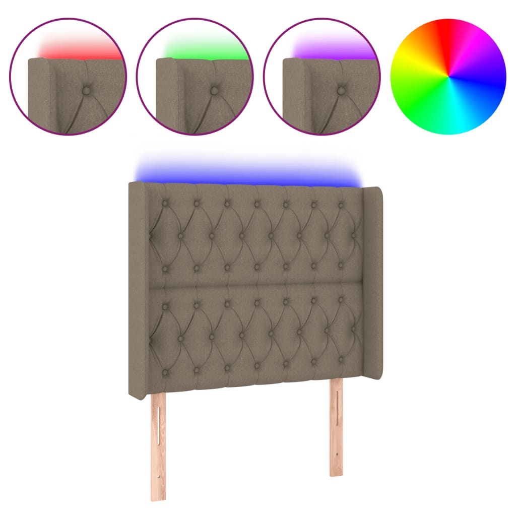LED uzglavlje smeđesivo 93 x 16 x 118/128 cm od tkanine