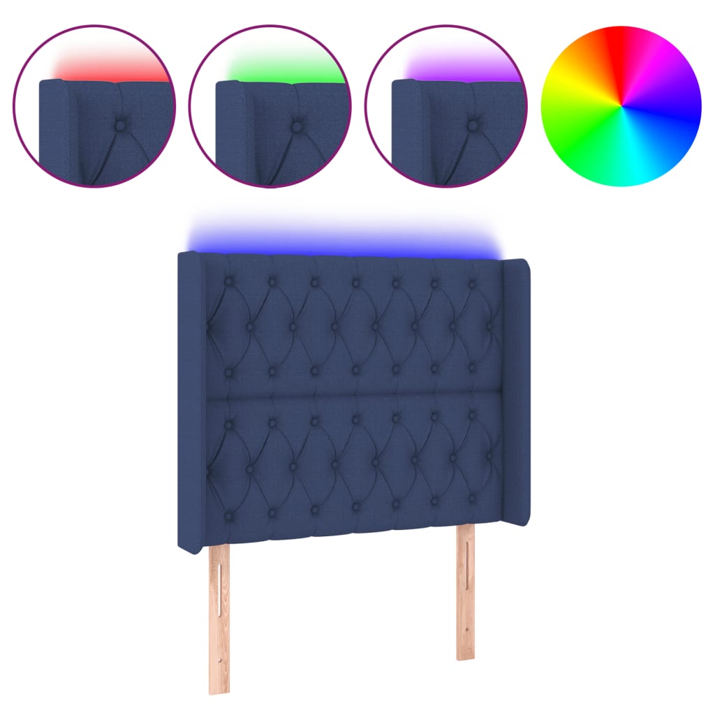 LED uzglavlje plavo 93 x 16 x 118/128 cm od tkanine