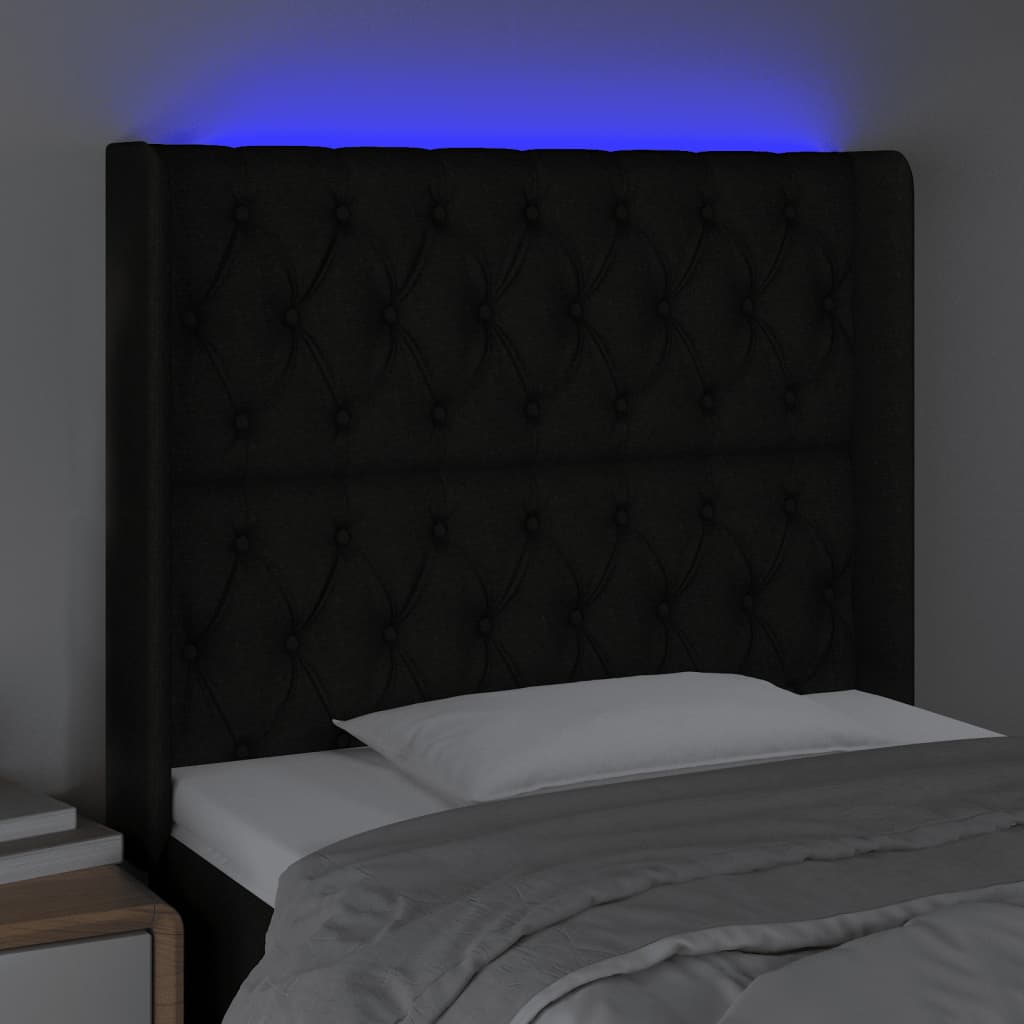 LED uzglavlje crno 103 x 16 x 118/128 cm od tkanine