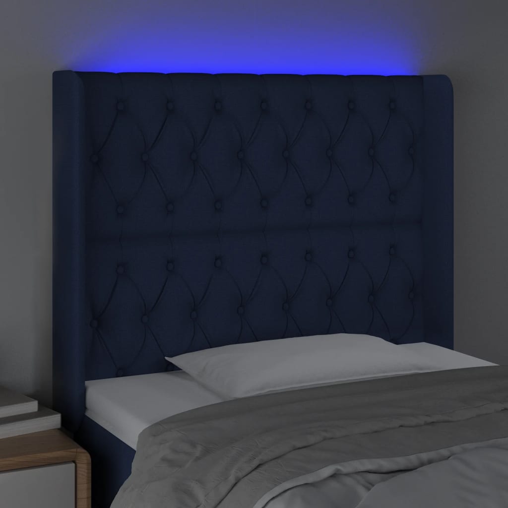 LED uzglavlje plavo 103 x 16 x 118/128 cm od tkanine