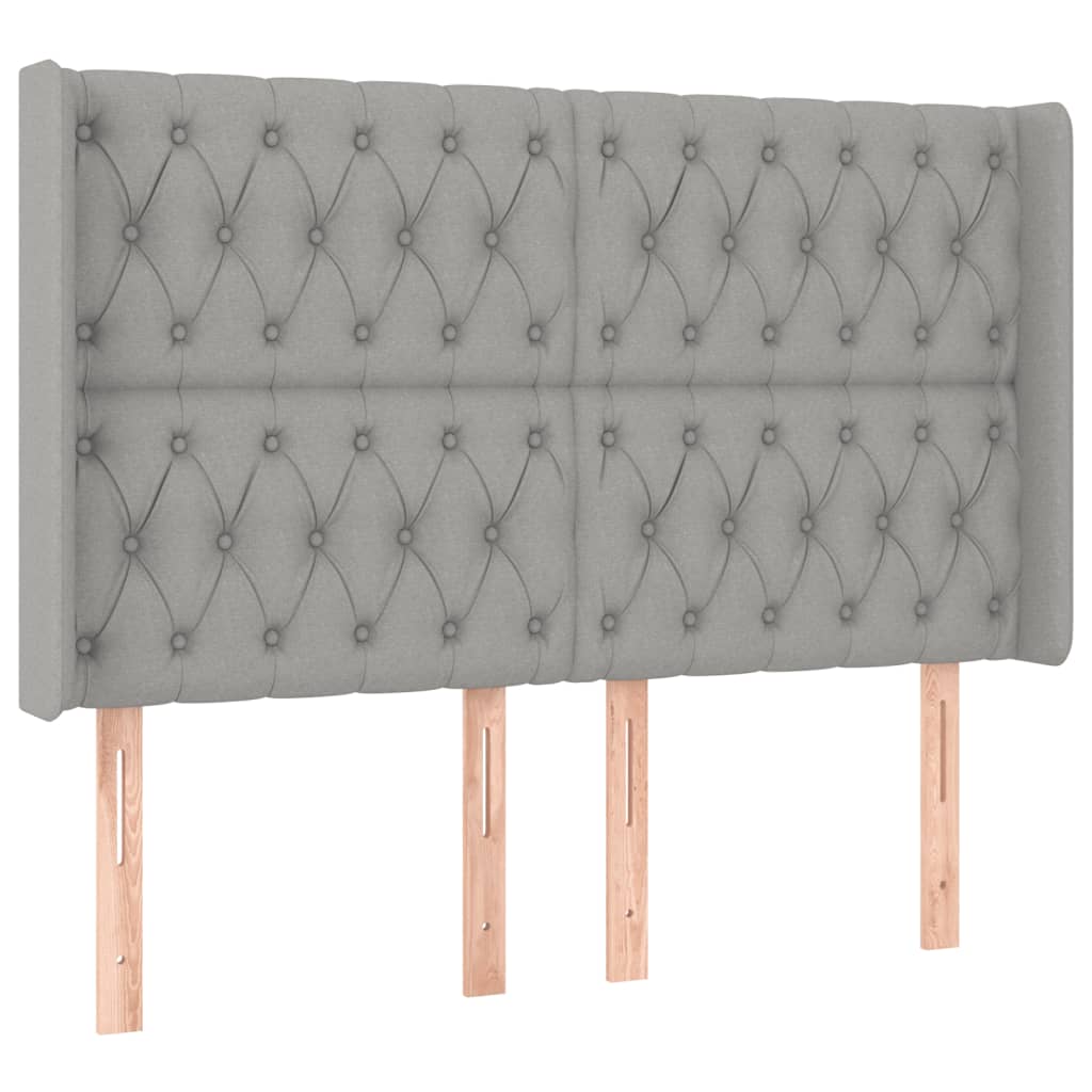 LED uzglavlje svjetlosivo 147 x 16 x 118/128 cm od tkanine