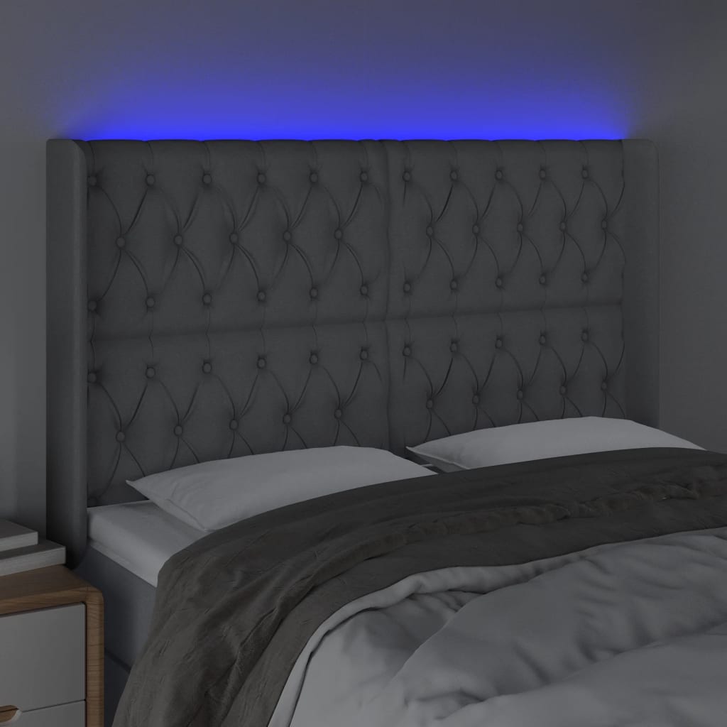 LED uzglavlje svjetlosivo 147 x 16 x 118/128 cm od tkanine