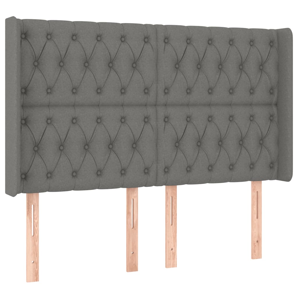 LED uzglavlje tamnosivo 147 x 16 x 118/128 cm od tkanine