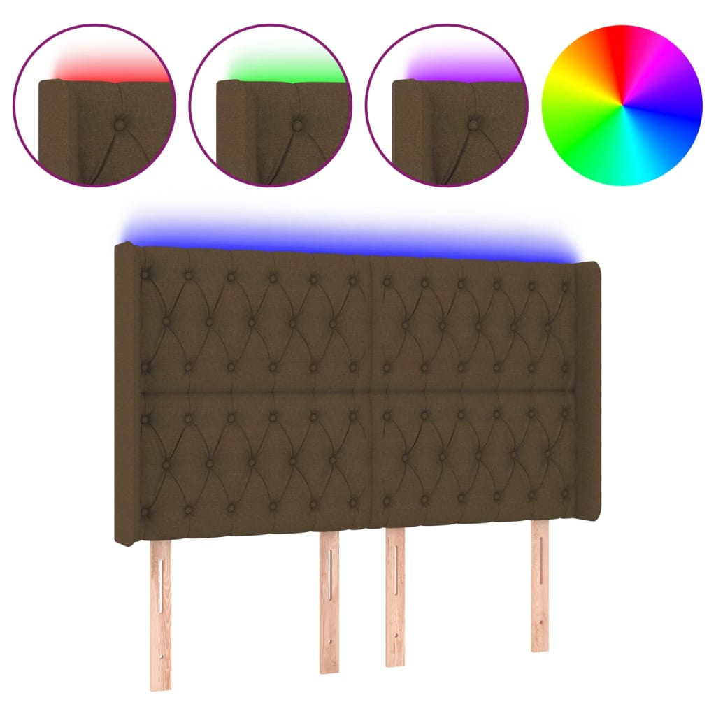 LED uzglavlje tamnosmeđe 147x16x118/128 cm od tkanine