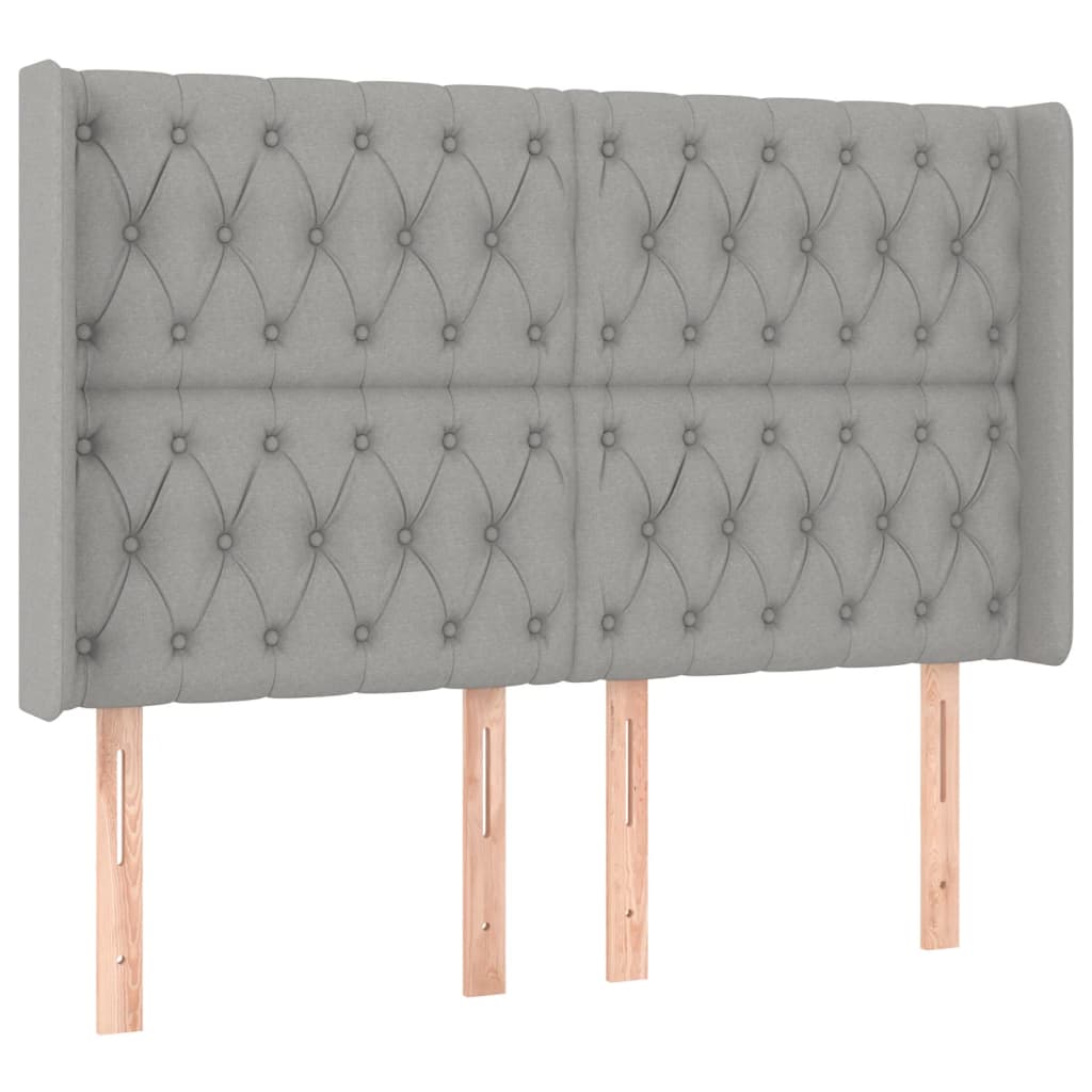 LED uzglavlje svjetlosivo 163 x 16 x 118/128 cm od tkanine