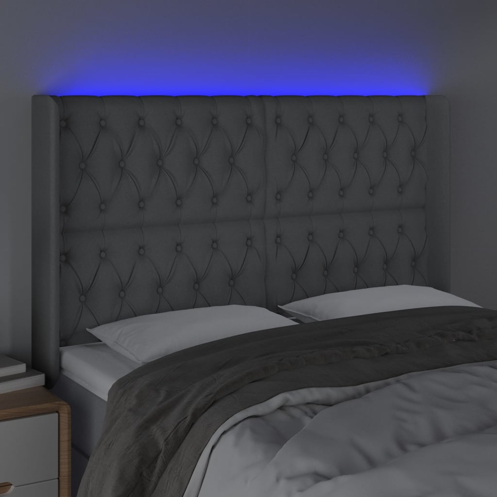 LED uzglavlje svjetlosivo 163 x 16 x 118/128 cm od tkanine