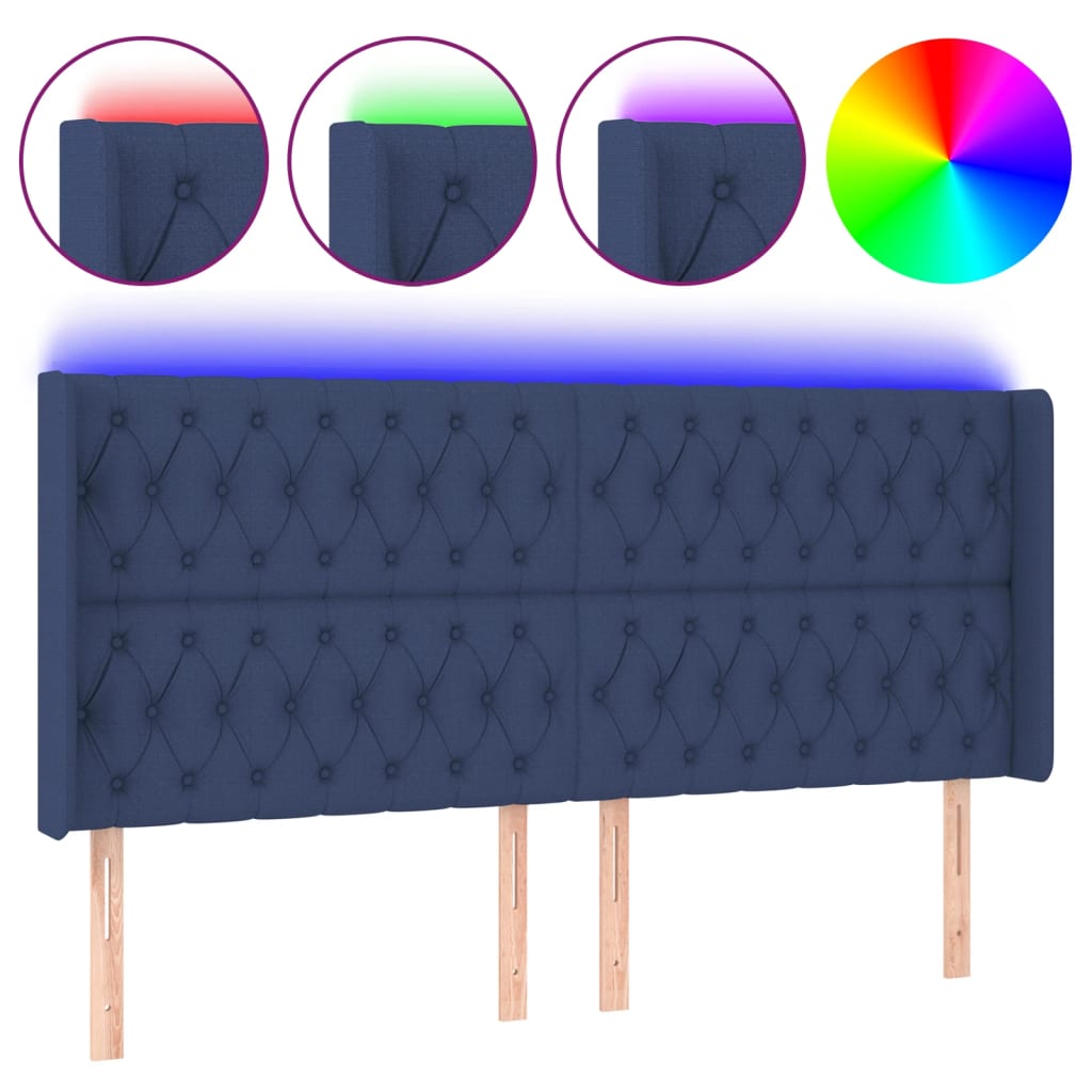 LED uzglavlje plavo 183 x 16 x 118/128 cm od tkanine
