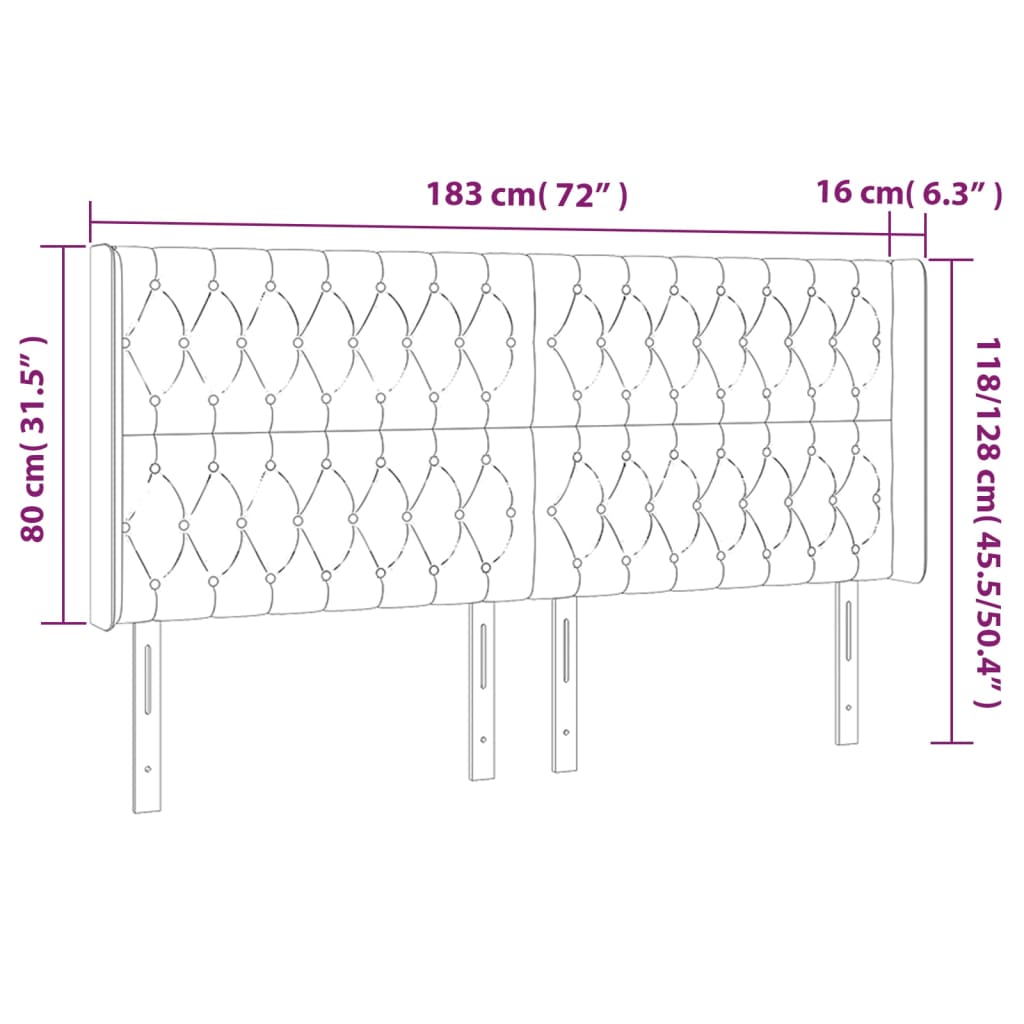 LED uzglavlje plavo 183 x 16 x 118/128 cm od tkanine