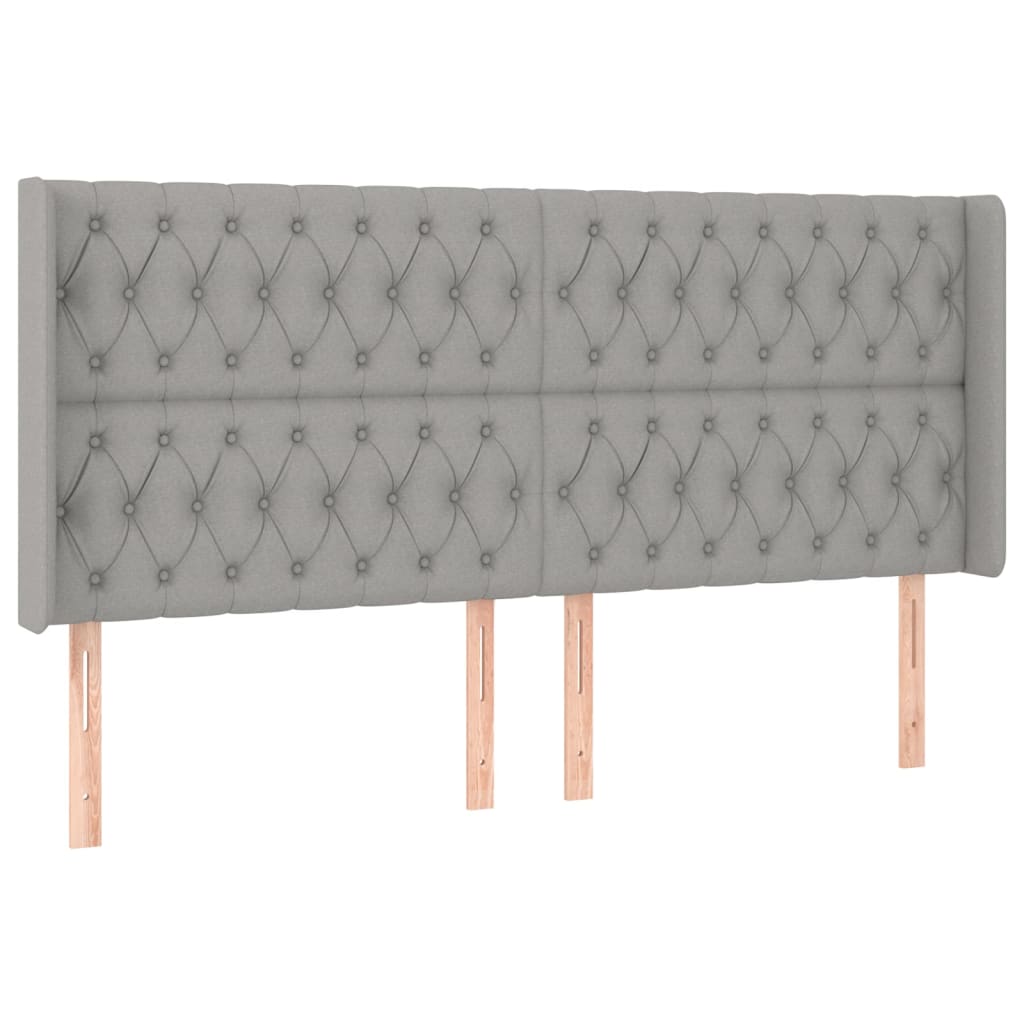 LED uzglavlje svjetlosivo 203 x 16 x 118/128 cm od tkanine